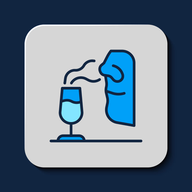 填充轮廓侍酒师图标孤立的蓝色图片下载