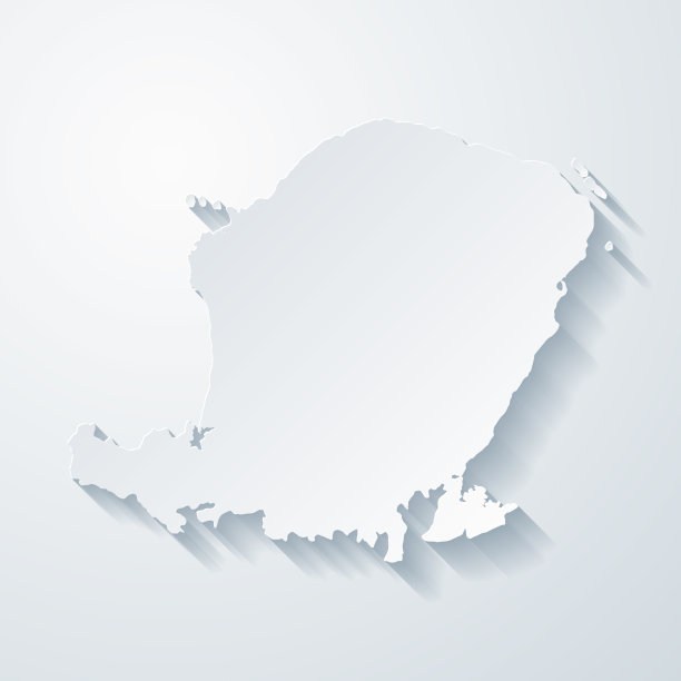 龙目岛地图与剪纸效果空白背景图片下载