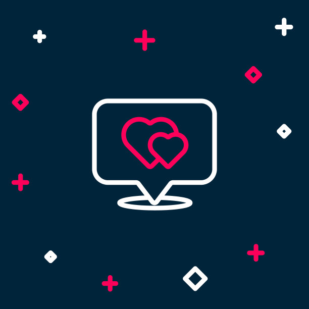 线地图指针与心脏图标隔离在蓝色图片下载