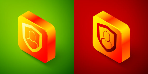 绿色背景上的2.5D用户保护图标图片下载