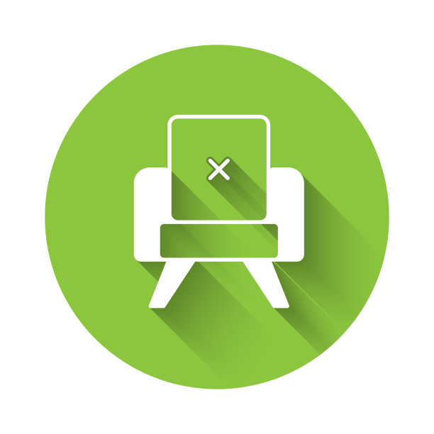 白色扶手椅图标与长长的影子隔离图片下载