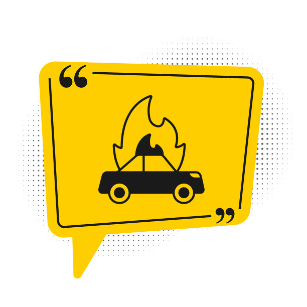 黑色燃烧的汽车图标孤立在白色图片下载