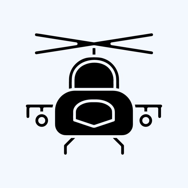 图标军用直升机。适合教育标志。字形风格。简单的设计可编辑。设计模板向量。简单的说明图片下载