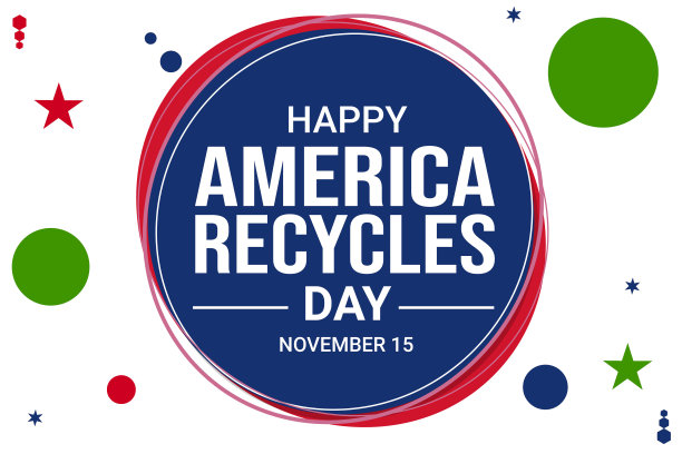 美国回收日壁纸在传统的圆形风格与星星。回收活动背景日图片下载