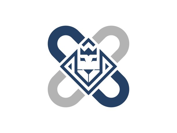 带有抽象狮子头和王冠的十字架图片下载