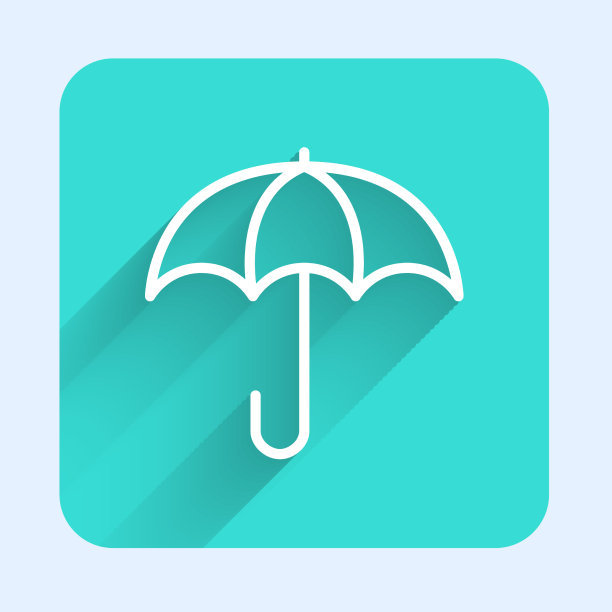 带有长阴影的雨伞白色线条图标图片下载