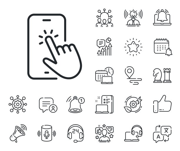 电话触线图标。智能手机应用标志。放置位置，技术和智能扬声器。向量图片下载