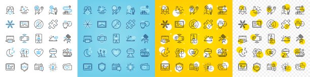 矢量图标集的爱票，躺椅和游戏控制台线图标。用于web应用程序。矢量图片下载