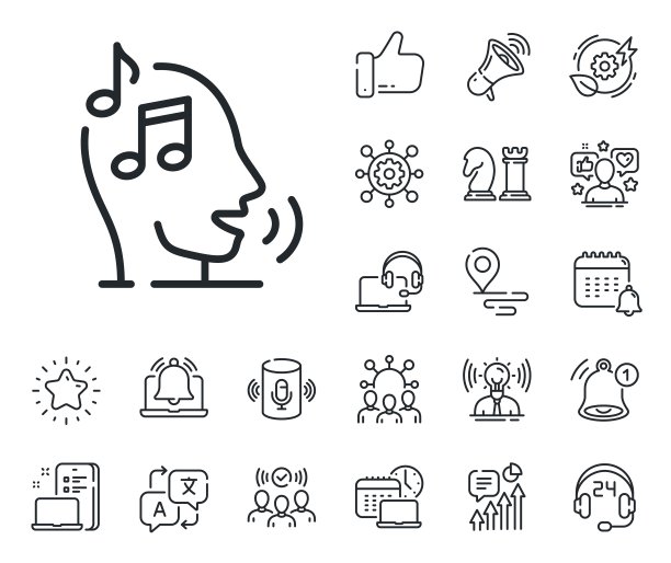 语音信箱线路图标。语音留言标志。放置位置，技术和智能扬声器。向量图片下载