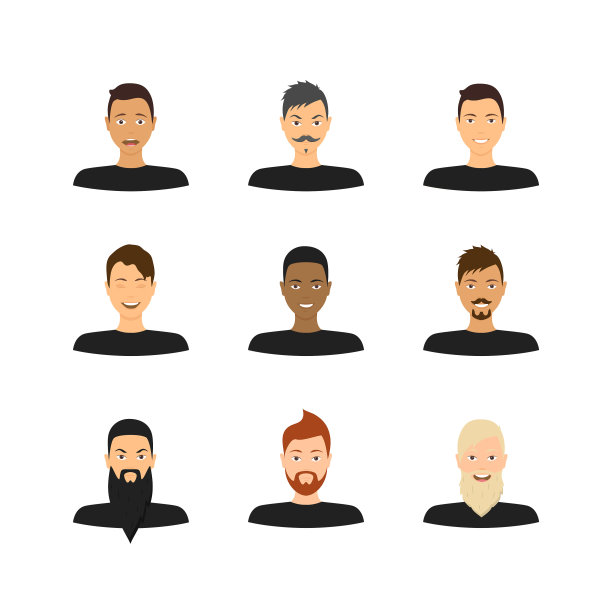 卡通人的脸标志图标设置图片下载