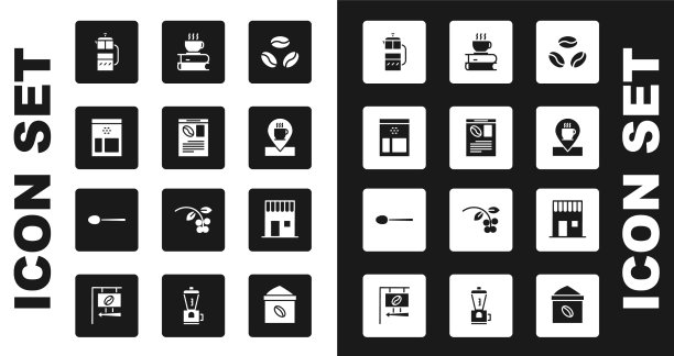 把咖啡豆、报纸和咖啡袋放好图片下载