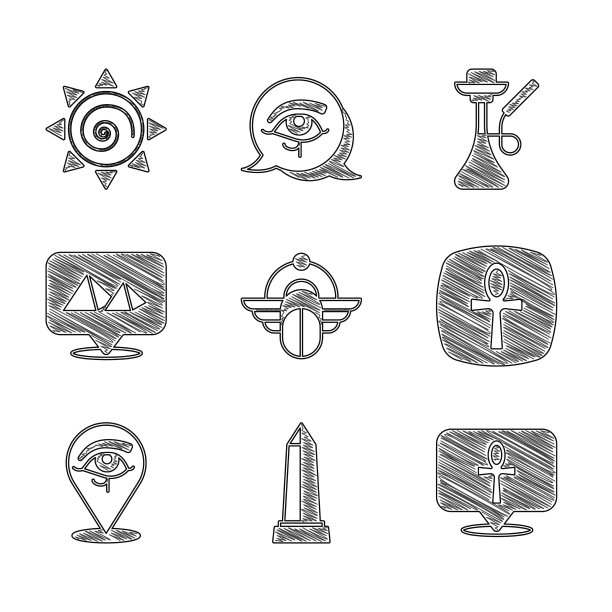 设置埃及圣甲虫亚历山大十字方尖碑图片下载