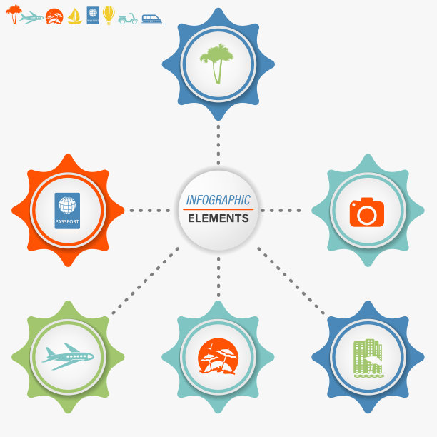 信息图表模板与旅行图标图片下载