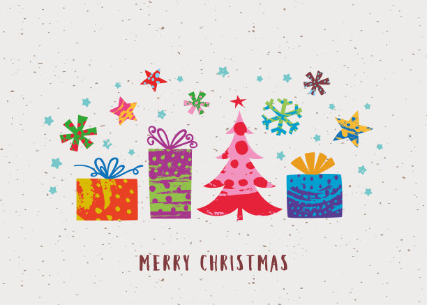 圣诞快乐，极简主义手绘贺卡图片下载