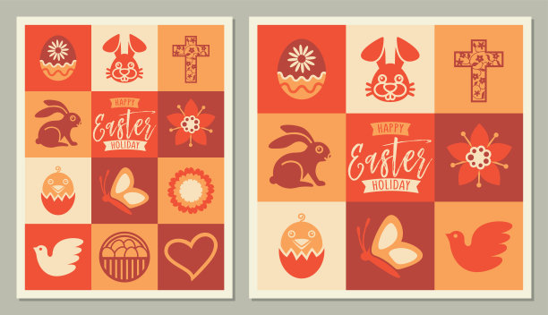 复活节方形图标贺卡图片下载