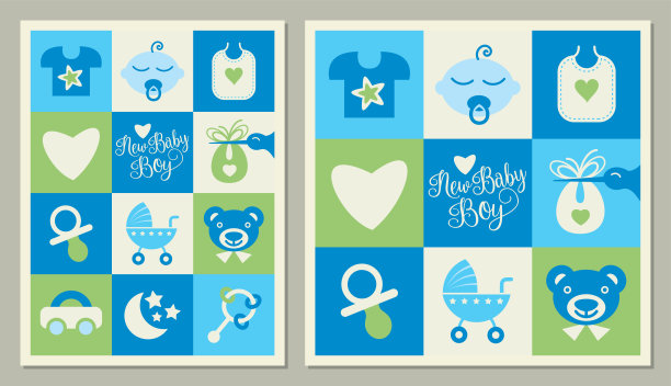 新婴儿男孩方形图标贺卡图片下载