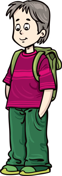 背着书包上学的男生。图片下载