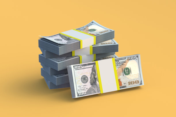 一叠新的美元钞票。经济指标。统计数据。从购买超市夜未眠。的投资。银行部门再融资。金融帮助。预算费用。大的费用。三维渲染图片下载