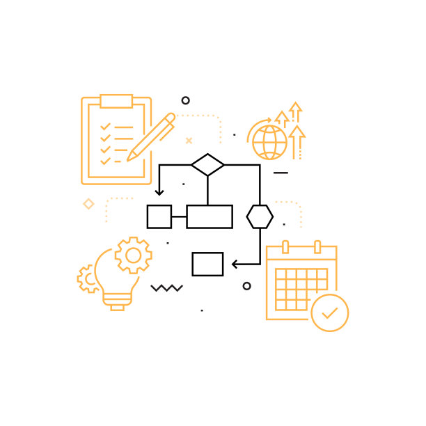 现代商业相关的平线图标。向量符号说明。图片下载