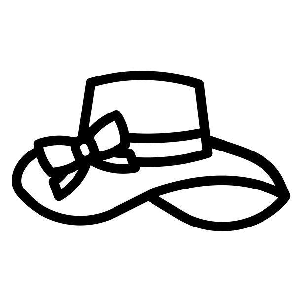 女人夏天的帽子与弓线图标，母亲节的概念，时尚的女人帽子标志在白色的背景，女性头饰图标在轮廓风格的移动概念网页设计。矢量图形。图片下载