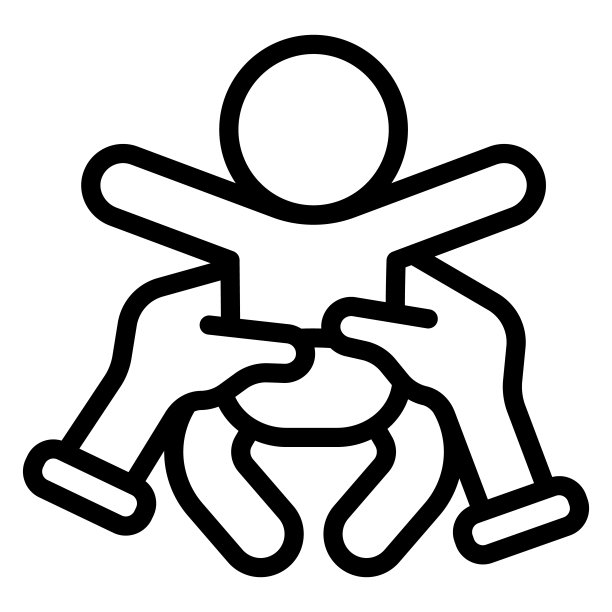 孩子在女人的手线图标，母亲节的概念，儿童护理标志在白色背景，母亲抱着她的宝宝图标在轮廓风格的移动概念网页设计。矢量图形。图片下载