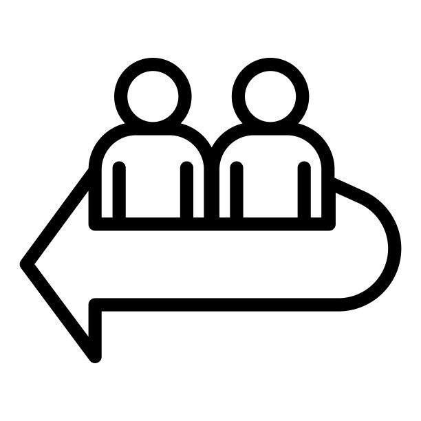 人与箭头线图标，在线教育概念，白底二人带方向标志，人与运动箭头图标轮廓式移动，网页。矢量图形。图片下载