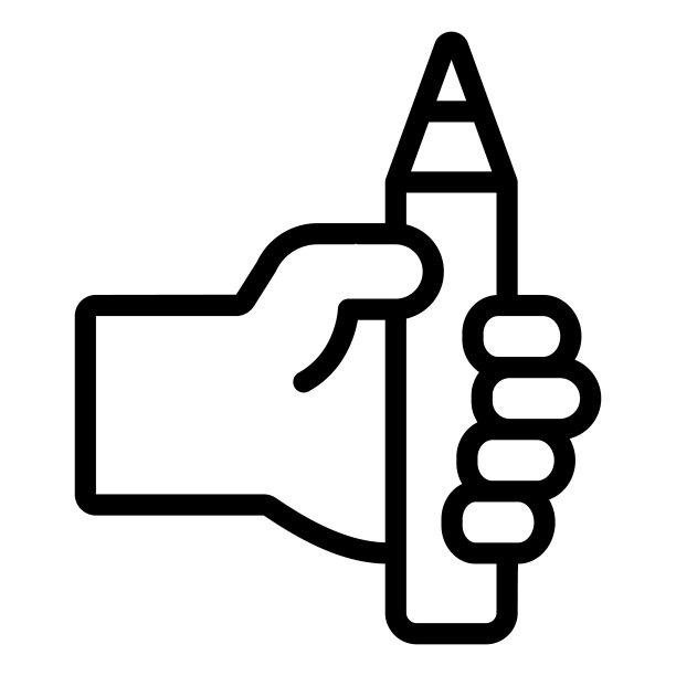 铅笔在手线图标，在线教育概念，教育理念标志在白色背景，手用铅笔图标在轮廓风格的移动概念网页设计。矢量图形。图片下载