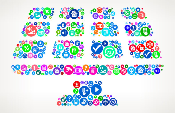 太阳能面板家庭自动化技术图标模式图片下载