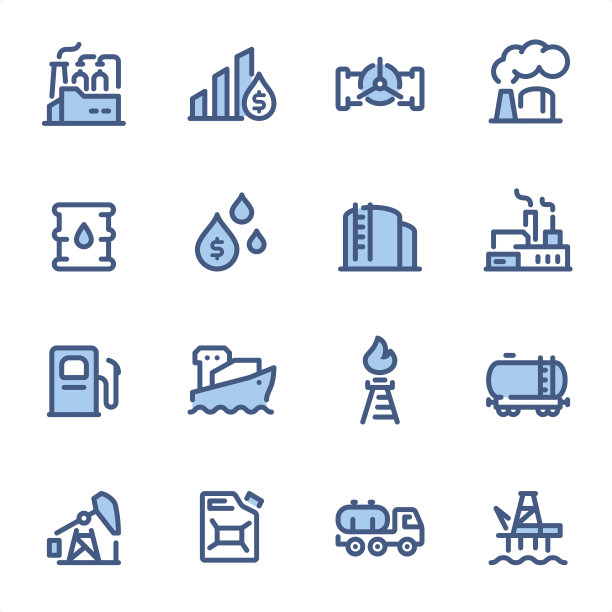 炼油厂-像素完美的蓝线图标图片下载