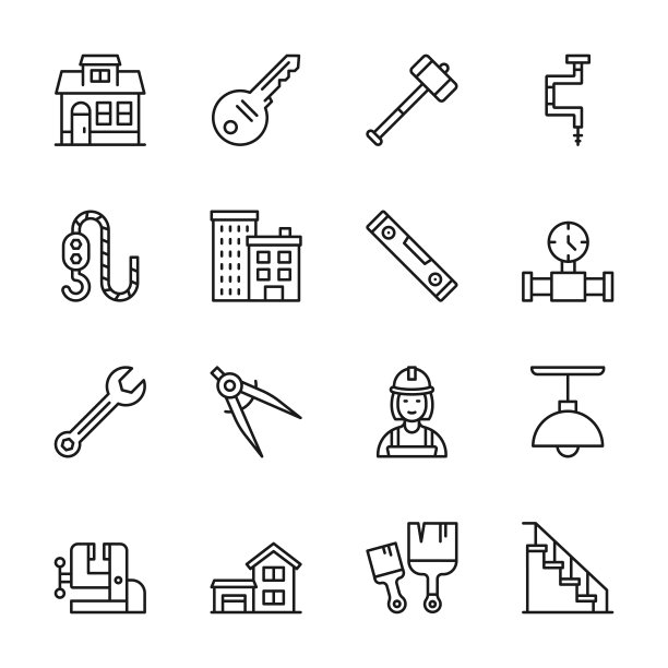 房屋维修和建设线图标图片下载