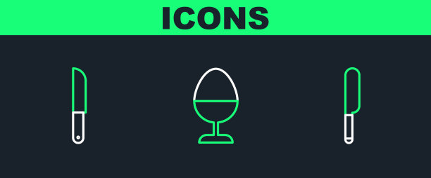 设置线刀和鸡蛋的立场图标图片下载