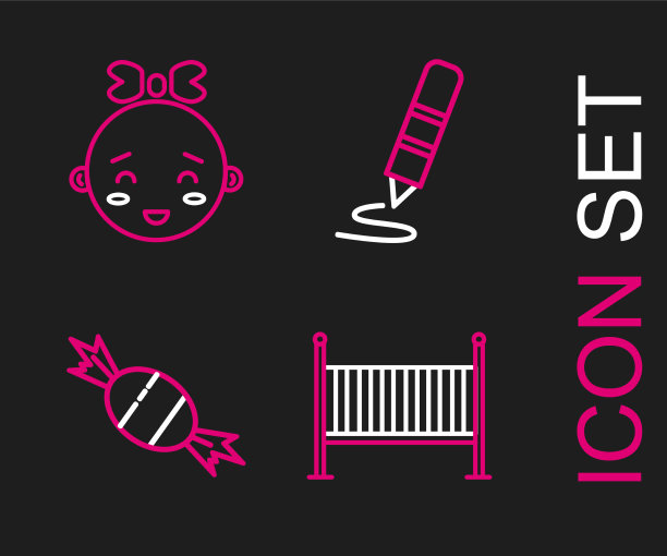 设置线婴儿床摇篮床糖果蜡蜡笔图片下载