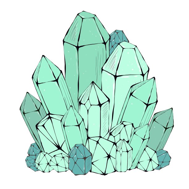 魔法晶体颜色绿色，孤立在白色背景。手绘插图图片下载