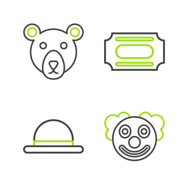 设线小丑头帽子马戏团门票和熊图片下载