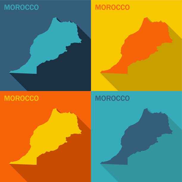 摩洛哥平面地图可在四种颜色图片下载