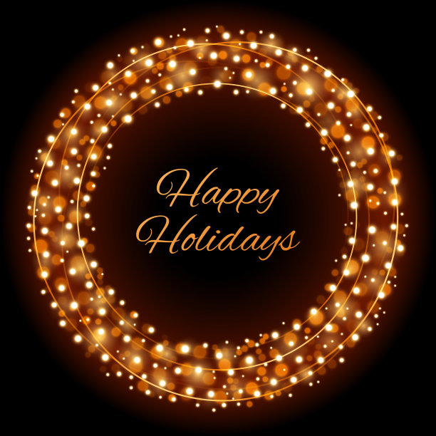 金色圣诞彩灯圈图片下载