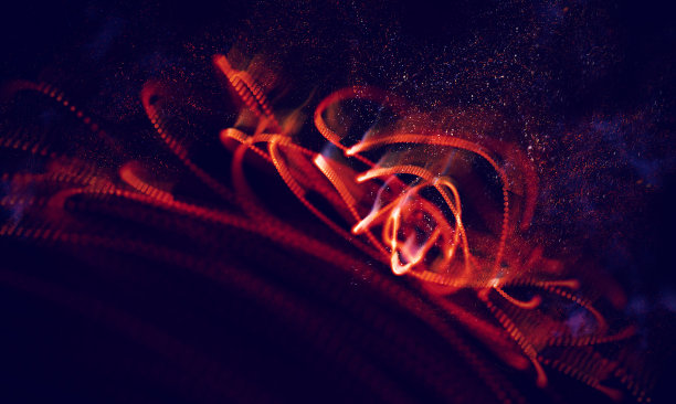 红色几何背景。连接结构。科学背景。未来技术HUD元素。连接点和线。带有粒子的数字背景图片下载