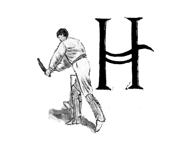 体育和休闲活动的古董插图:大写字母H和板球图片下载