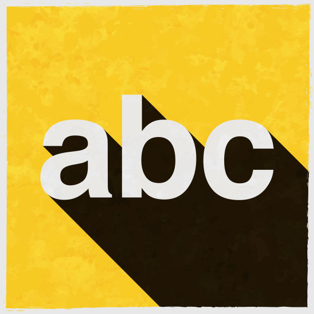 Abc字母。图标与长阴影的纹理黄色背景图片下载