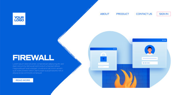 防火墙概念矢量插图登陆页面模板，网站横幅，广告和营销材料，在线广告，业务演示等。图片下载