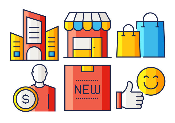 购物和零售相关的平线图标。轮廓向量符号插图。图片下载