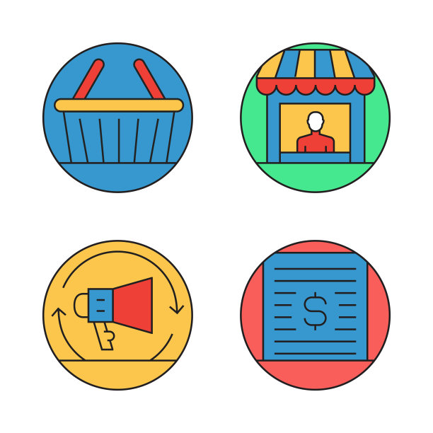 购物和零售相关的平线图标。轮廓向量符号插图。图片下载