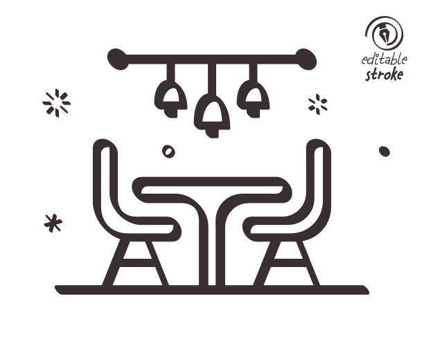 餐厅俏皮的线条插画图片下载