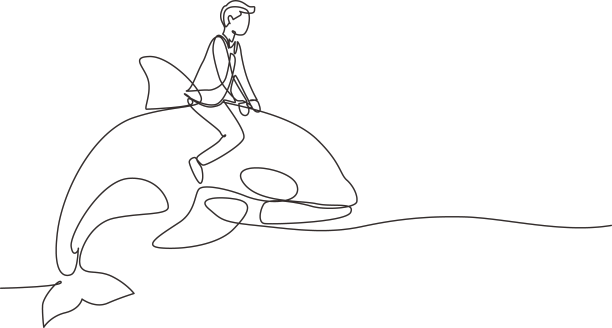 单线画勇敢的商人骑马图片下载