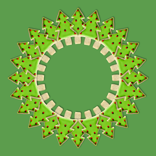 圣诞树:用圣诞装饰饼干制作的圣诞花环图片下载