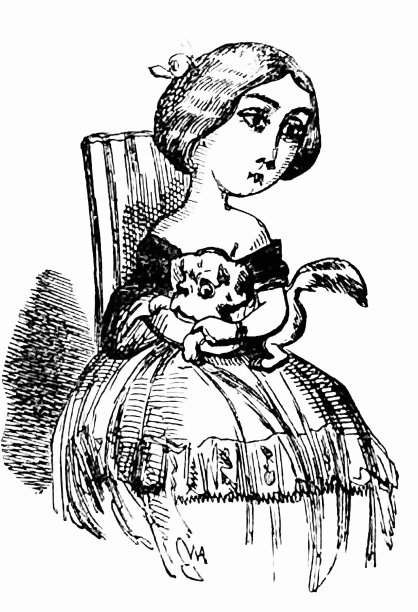 年轻女子坐在椅子上，腿上抱着一只小狗图片下载