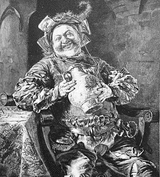 兴高采烈的兰德斯克内克人，唯利是图，坐在餐厅里喝酒图片下载