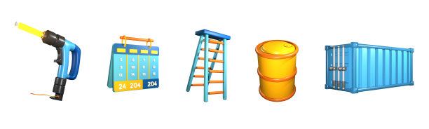 3D图标劳动节集合渲染孤立的白色背景图片下载