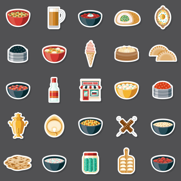 俄罗斯餐厅贴纸套装图片下载