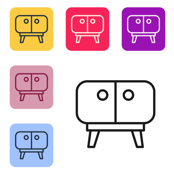 黑线电视桌架图标孤立在白色图片下载